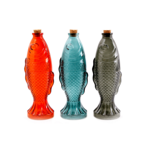Temerity Jones Decorative Glass Koi Fish With Cork Bottle : Orange / Blue or Grey