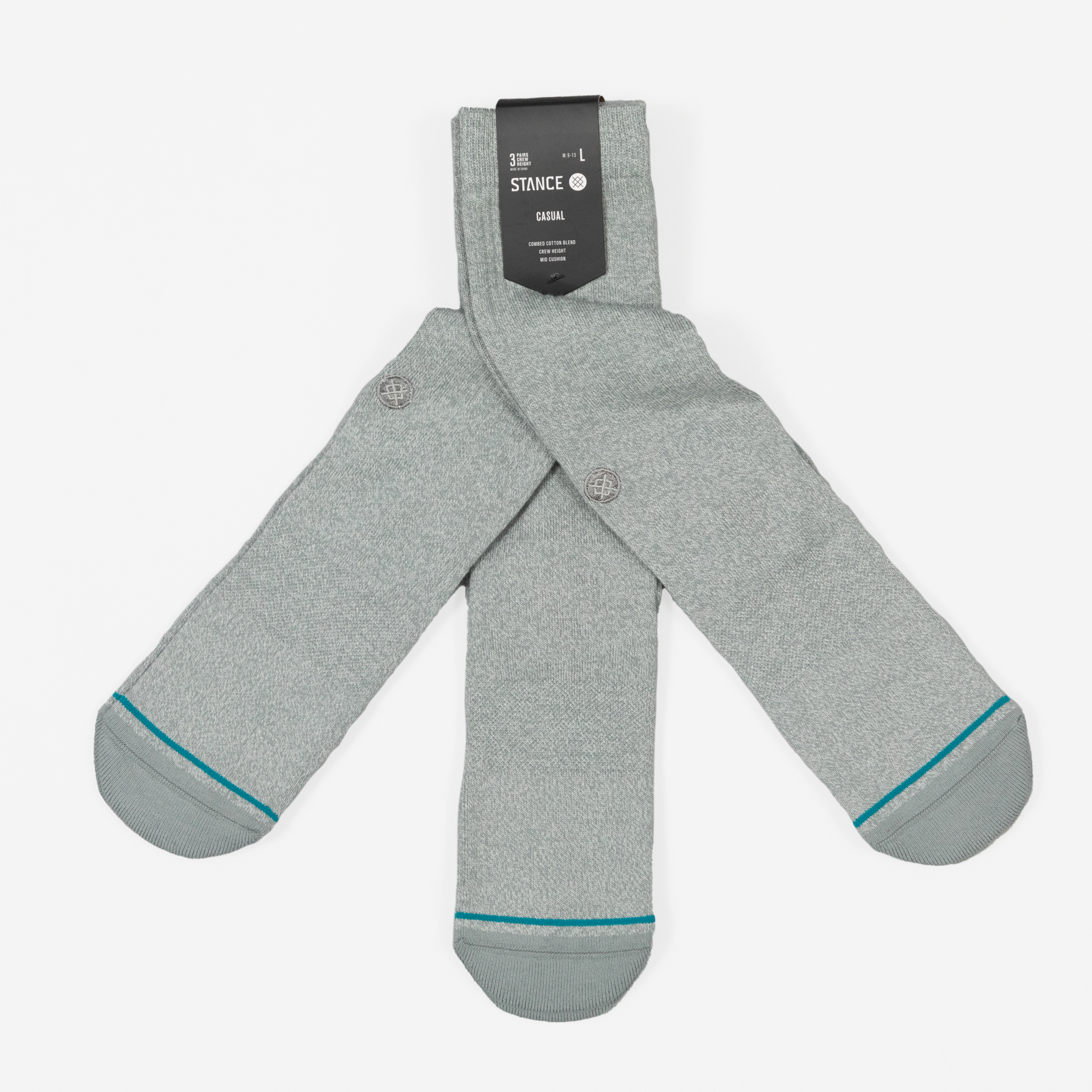 Stance 3 Pack Icon Classic Crew Socks in Grey