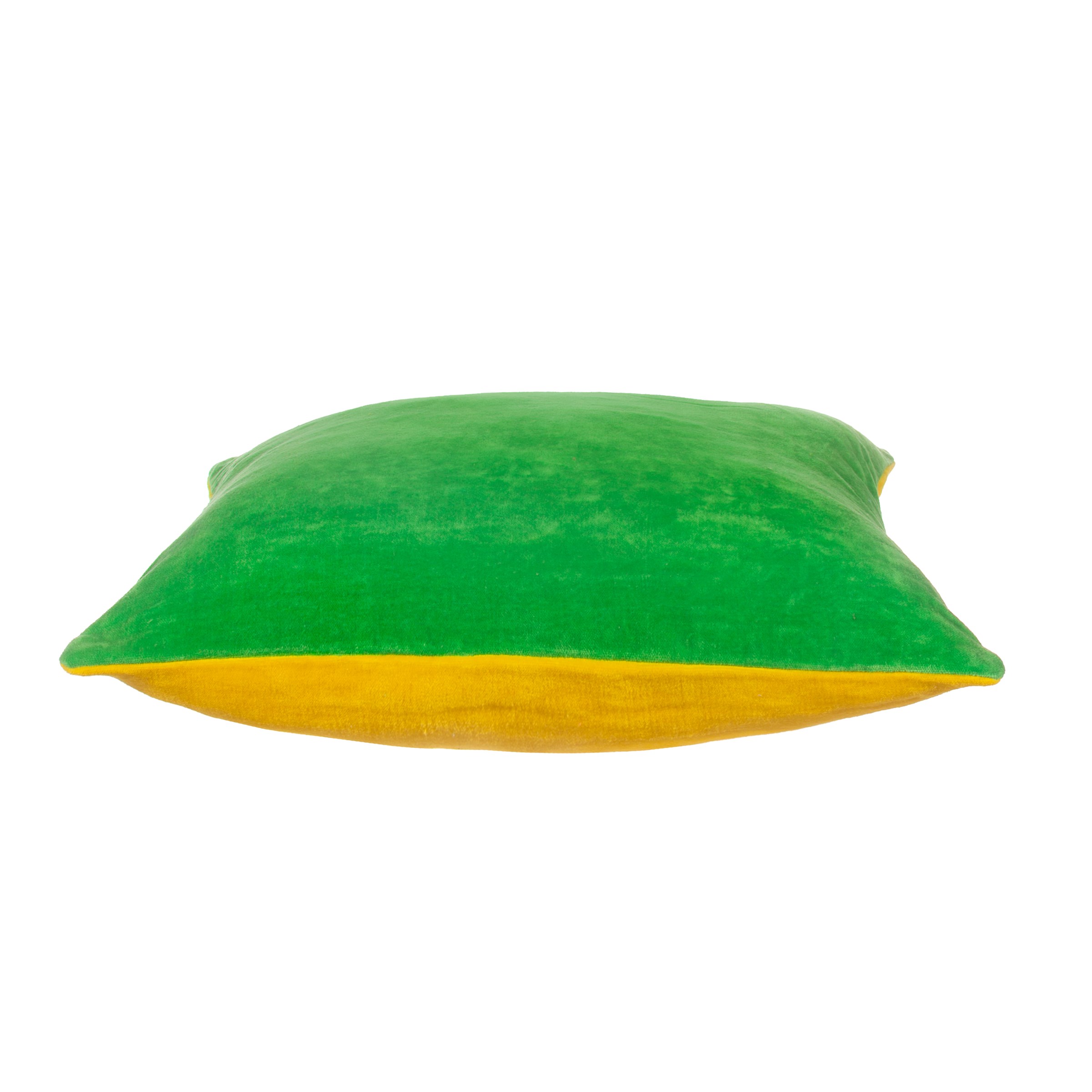 Green and Yellow Two Tone Velvet Cushion