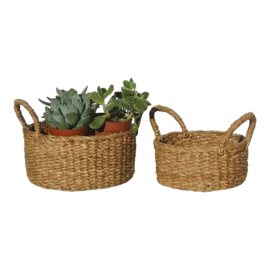 Hogla Seagrass Round Basket With Handles - Medium