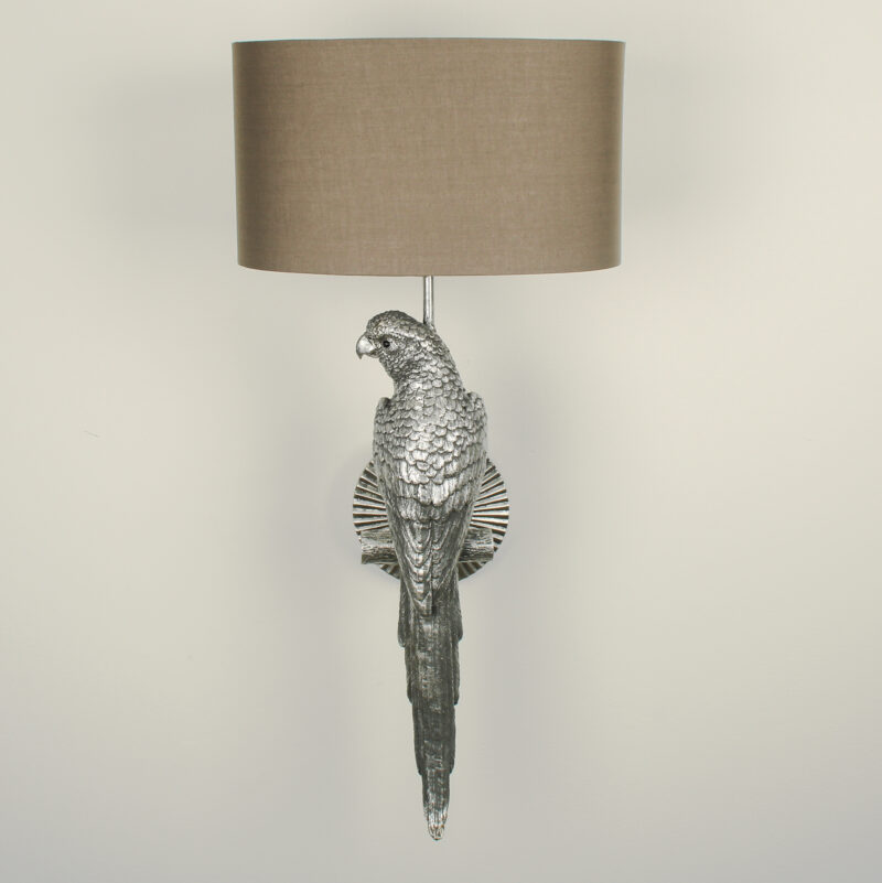 &Quirky Silver Parrot Wall Light