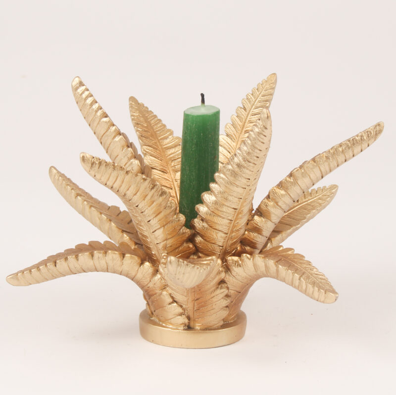 &Quirky Gold Fern Candle Holder