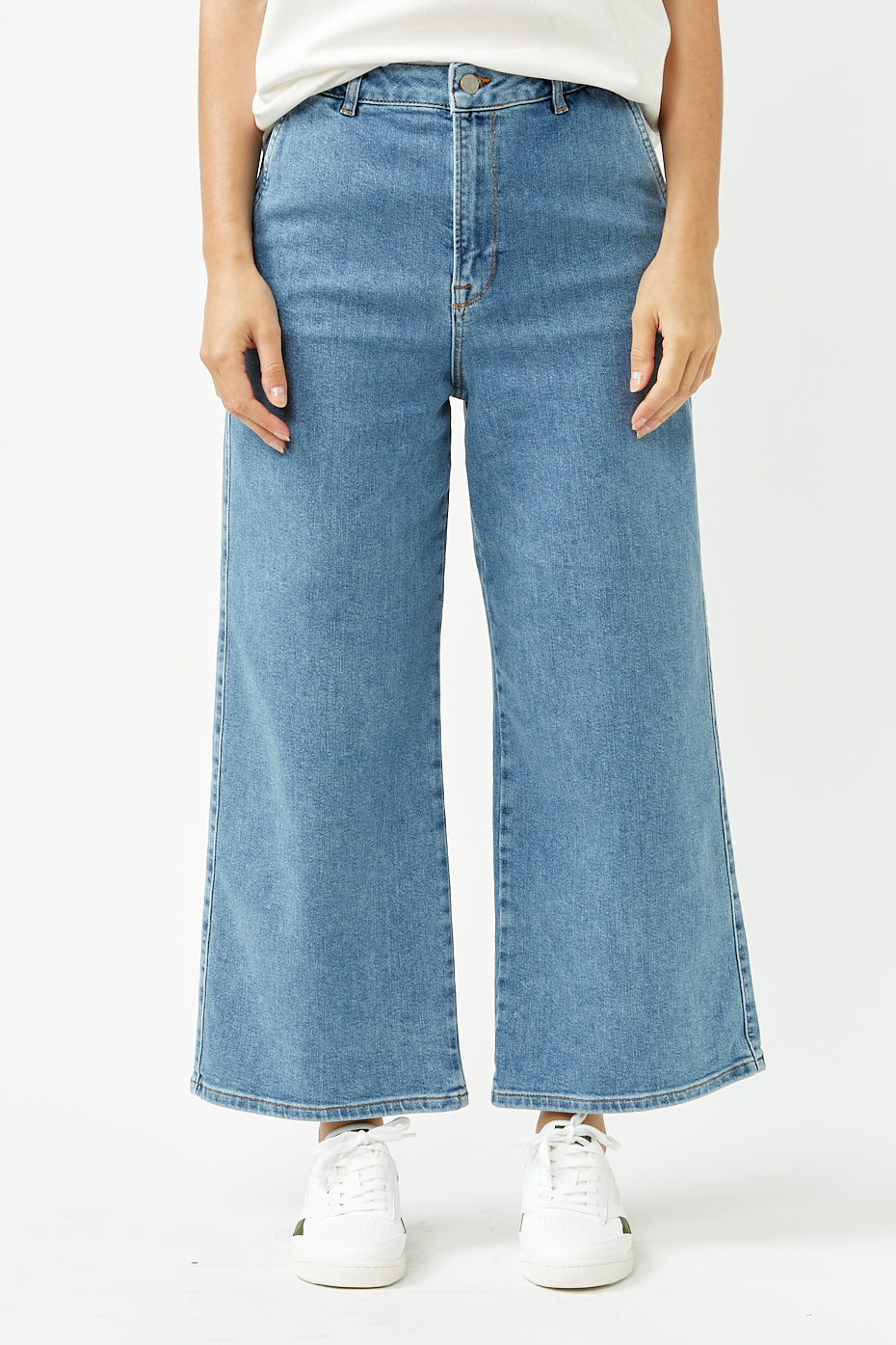 Selected Femme Medium Blue Denim Randi Crop Wide Jeans