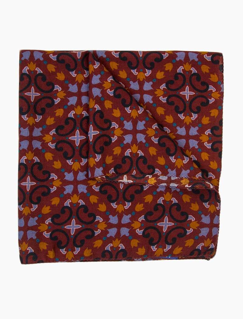Burgundy Wool and Silk Sicilian Mosaic Bandana