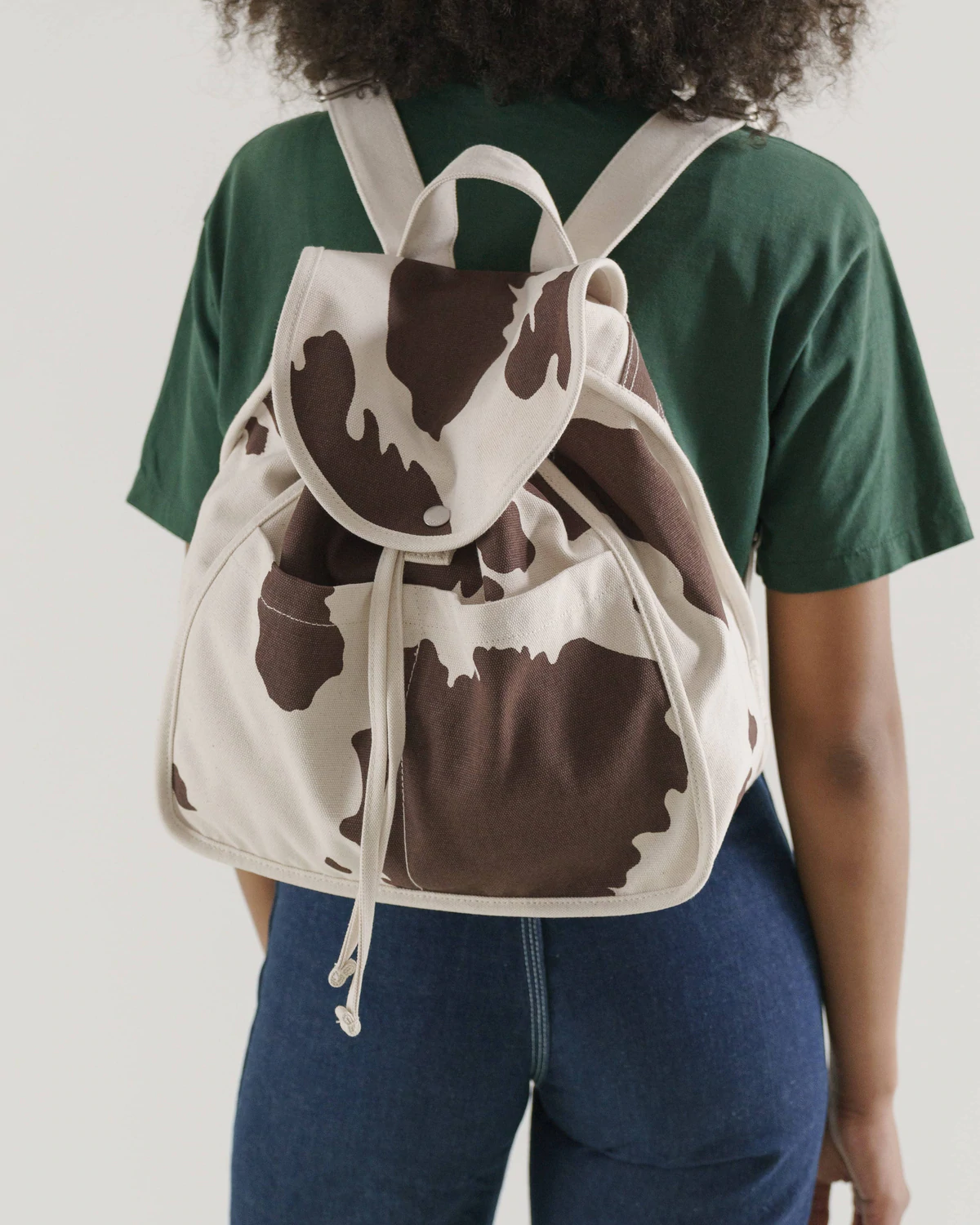 Baggu Drawstring Backpack Brown Cow 