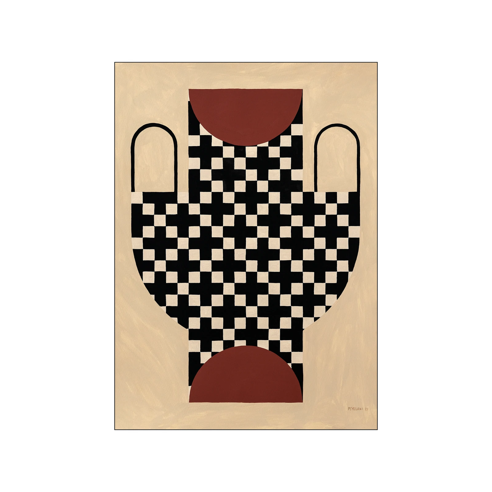 Poster & Frame Vase With Crosse Pattern Print - 30 x 40 cm 