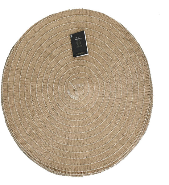 Set Of 4 Jute Placemats Natural Hessian Round Table Mats 41cm