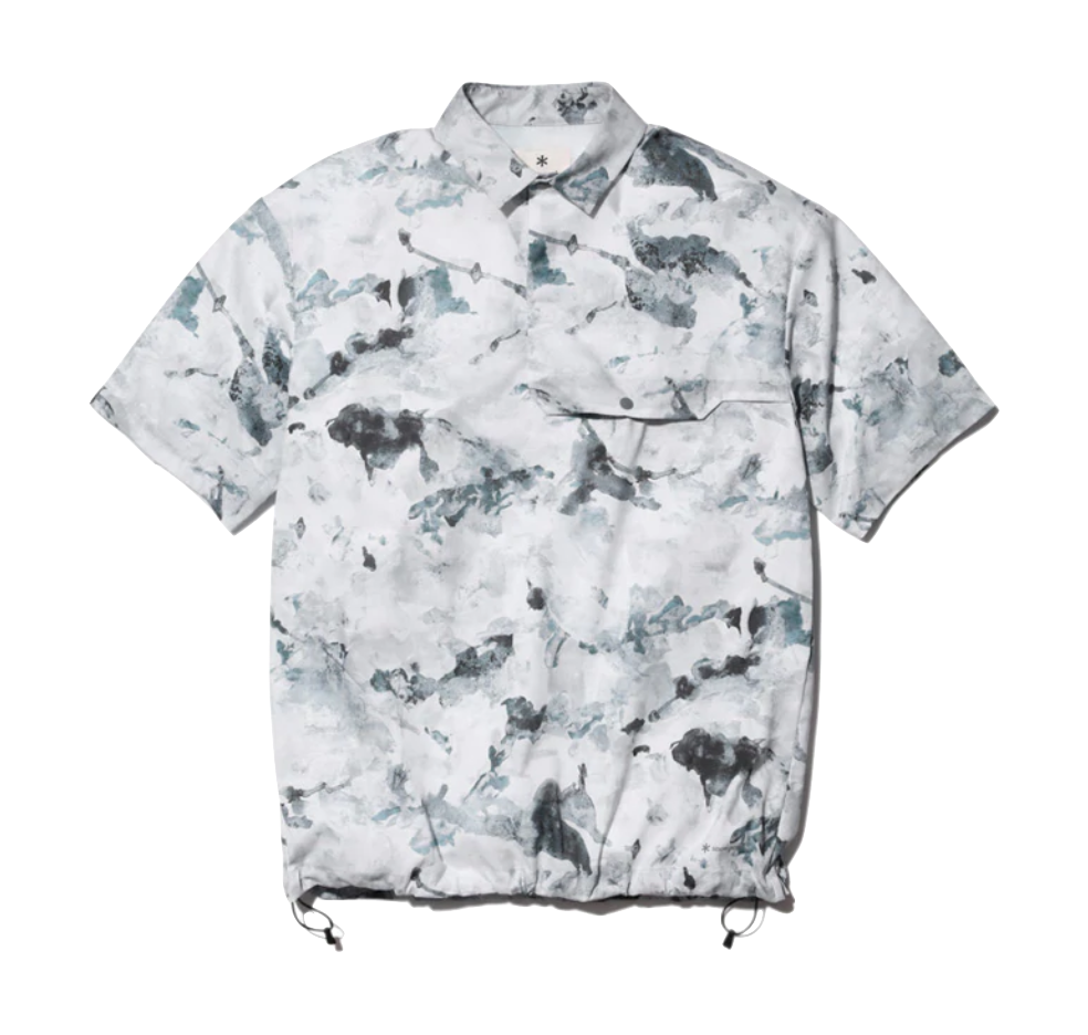 Snow Peak | Printed Quick Dry Polo Shirt | Grey