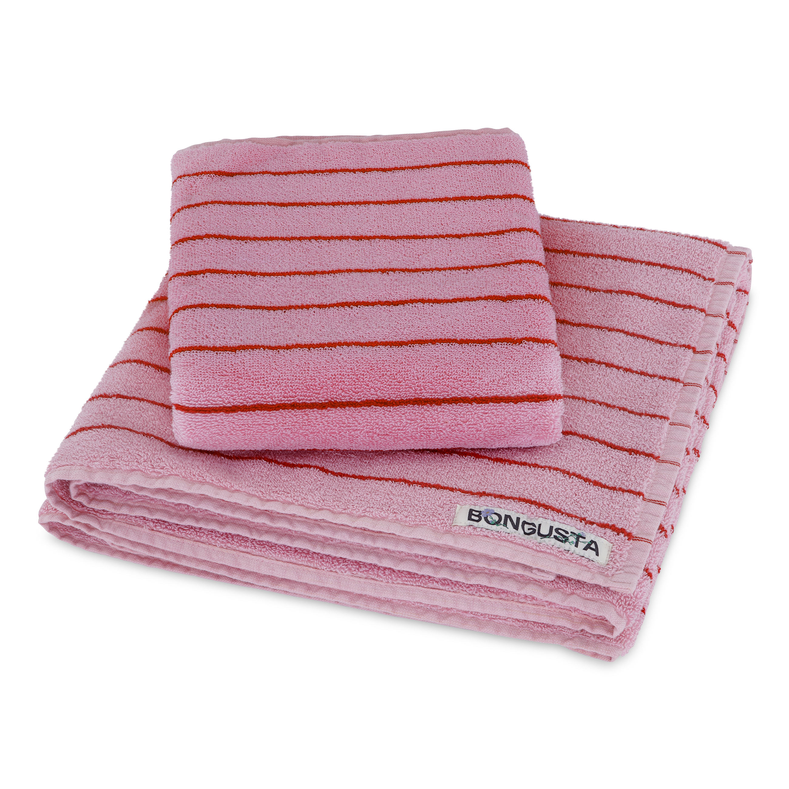 bongusta Naram Guest Towel - Baby Pink & Ski Patrol Red