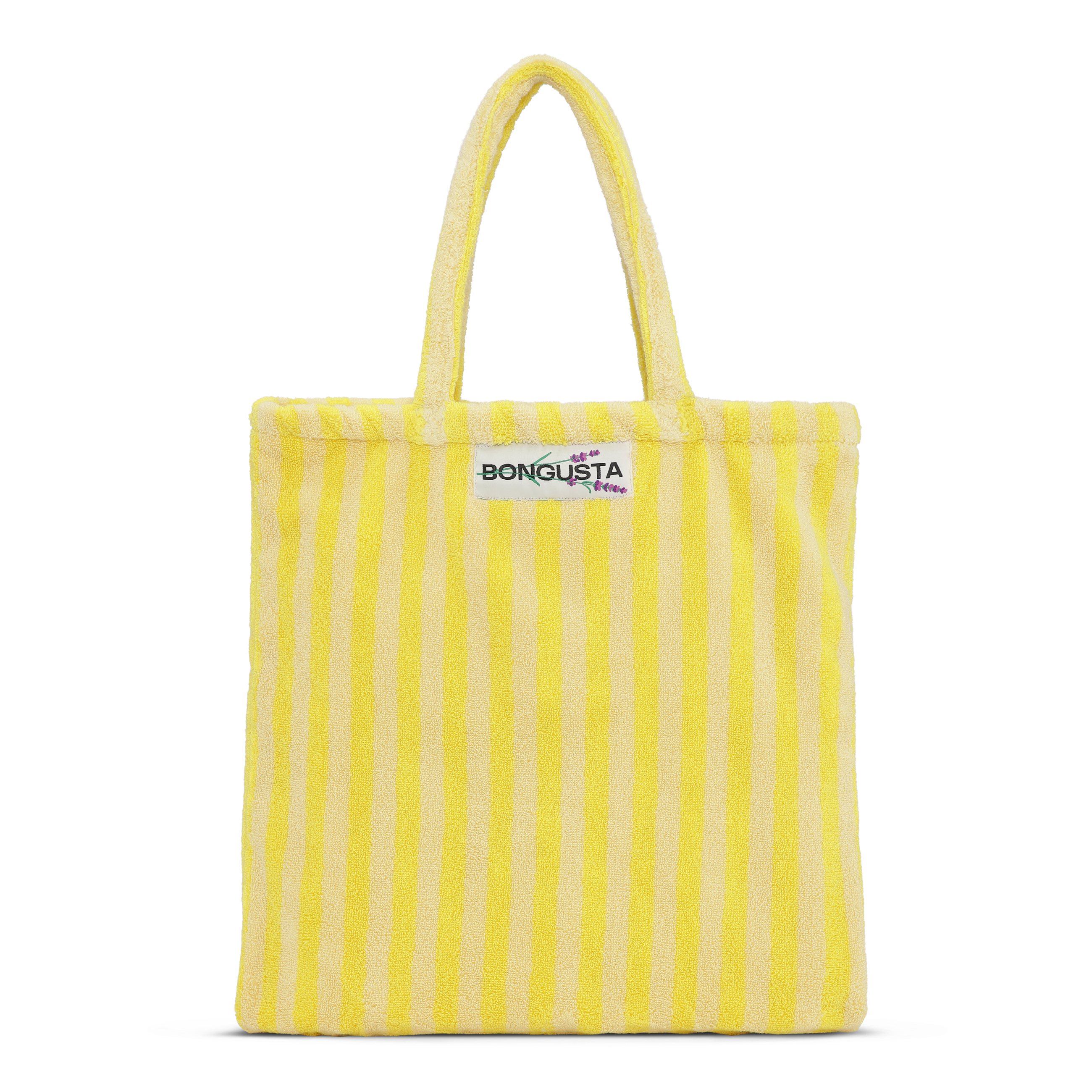 bongusta Naram Tote Towelling Bag - Pristine & Neon Yellow