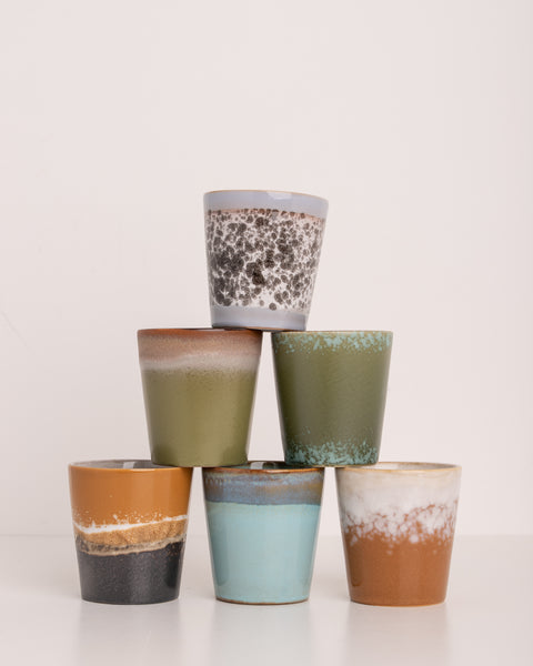 HK Living Ceramic 70s Coffee Mugs Set Of 6 Phoenix
