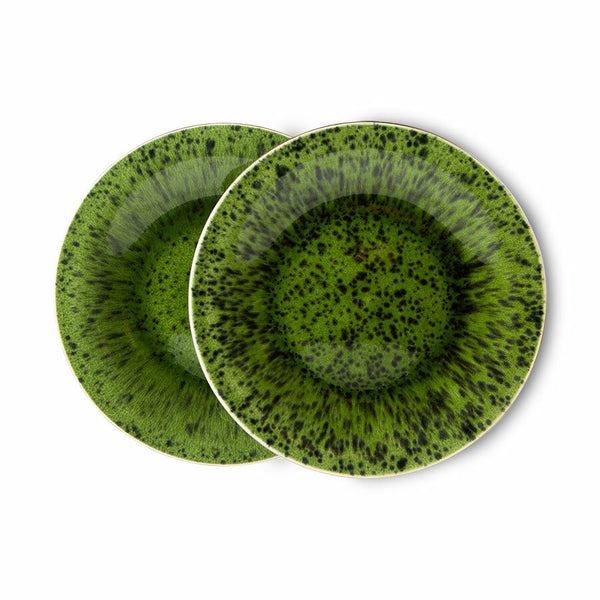 HK Living The Emeralds: Ceramic Spotted Green Side Plate (Set of 2)