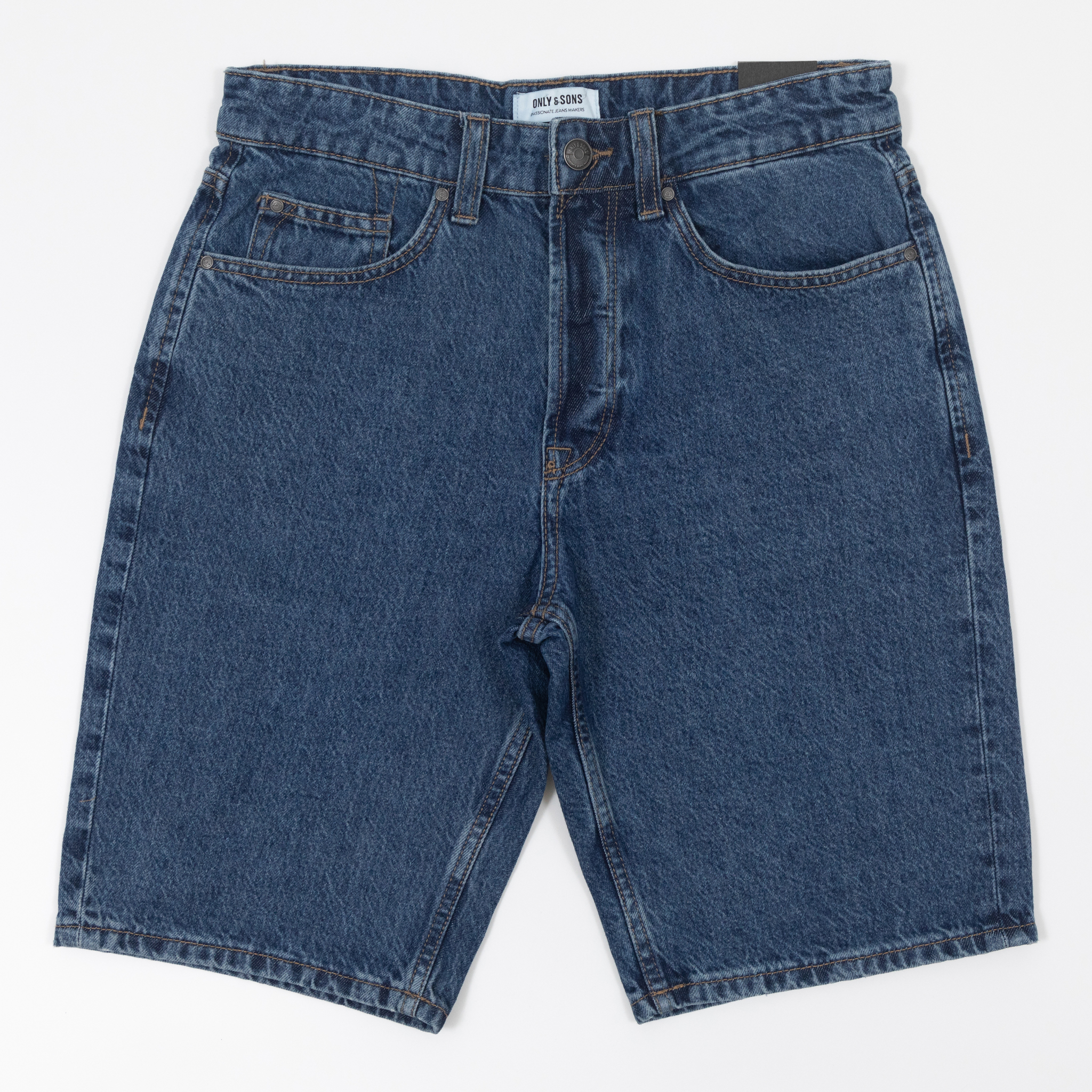 Blue Denim Avi Straight Leg Denim Shorts