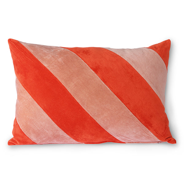 HKliving Red And Pink Striped Velvet Cushion