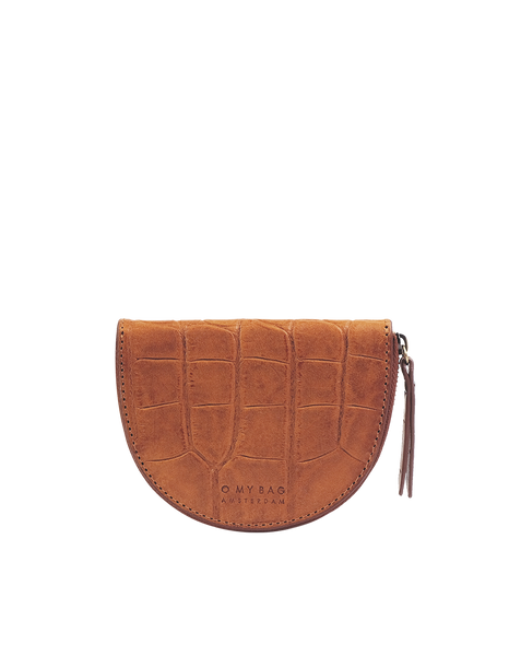 O My Bag  Laura Cognac Brown Croco Classic Leather Purse
