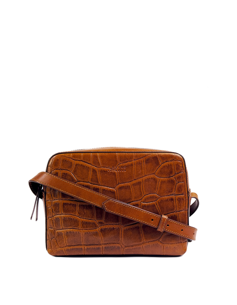 O My Bag  Sue Cognac Brown Croco Classic Leather Bag