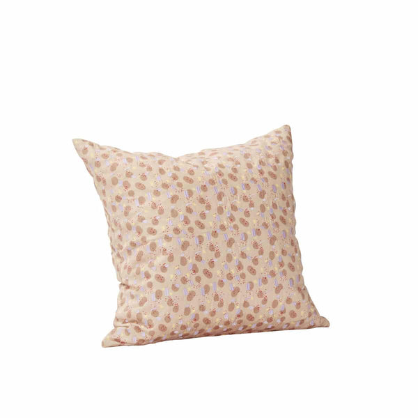 Hubsch Beige, Brown, Purple & Yellow 100% Cotton Speckle Emboidery Cushion