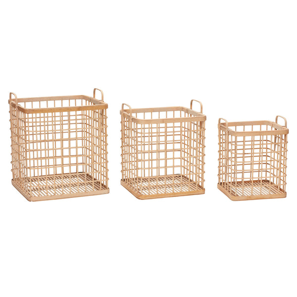 Hubsch Large Nature Bamboo Square Basket