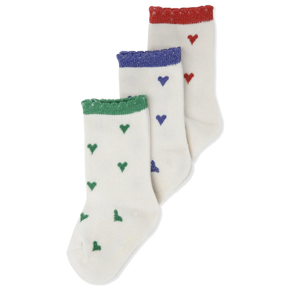 : 3-pack Heart Socks - Summer Sand Hearts