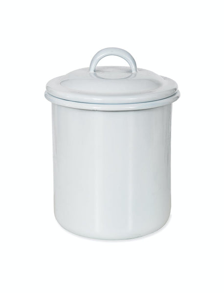 Garden Trading Flate White Enamel Storage Jar