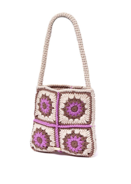 Crochet Shoulder Bag Lilac And Pink