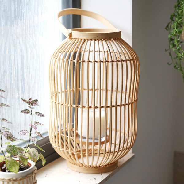 Quince & Cook Rattan Lantern With Candle Holder