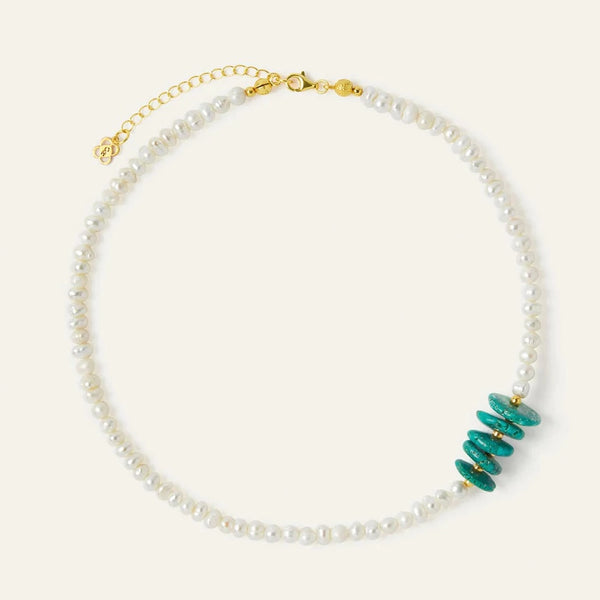 Adelina Beaded Pearl and Turquoise Necklace