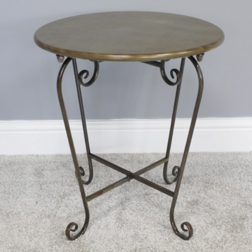 &Quirky Antique Gold Metal Side Table