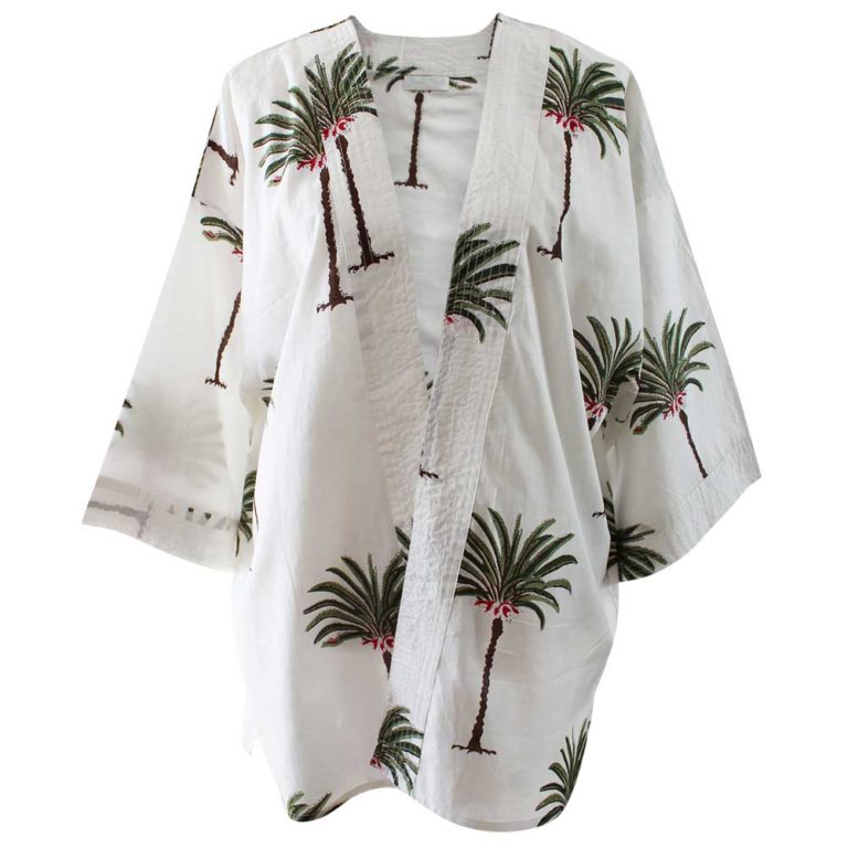 Powell Craft Green Palm Tree Print Cotton Summer Jacket