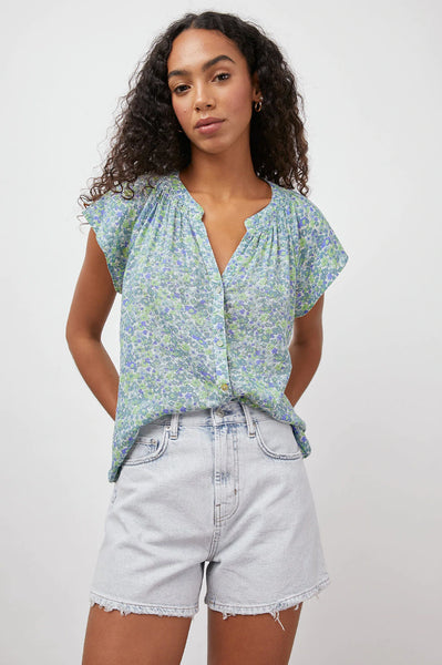 Alena Blue Green Flower Shirt