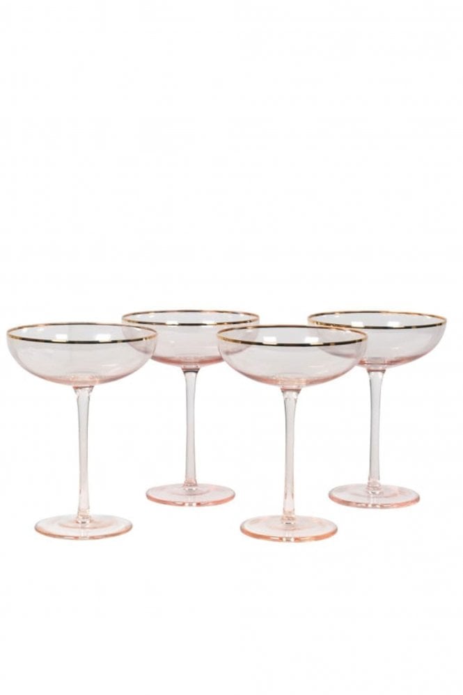 The Home Collection Set Of 4 Gold Rim Cocktail Glasses