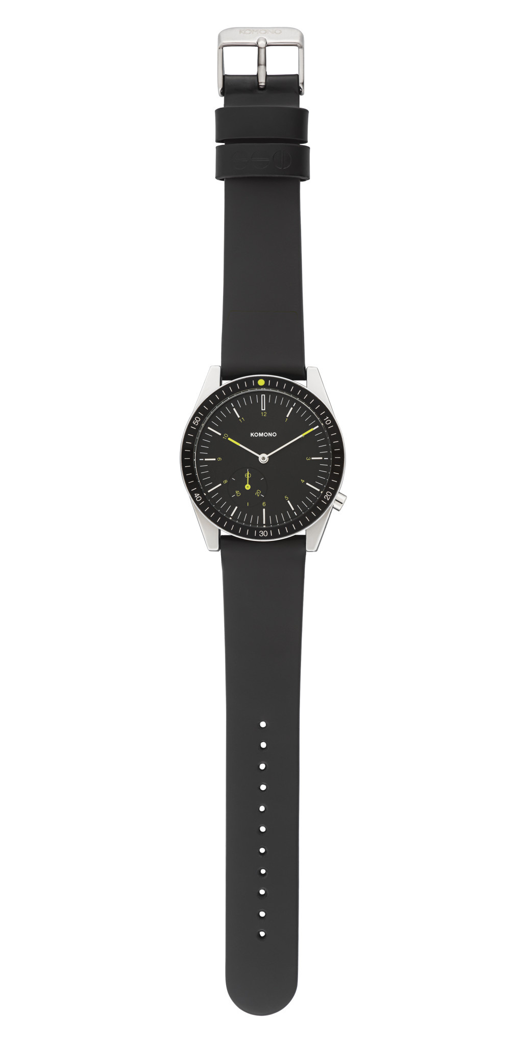 Komono Black Leather Ray Legacy Wrist Watch