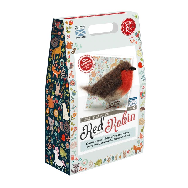The Crafty Kit Co Red Robin Needle Felting Kit