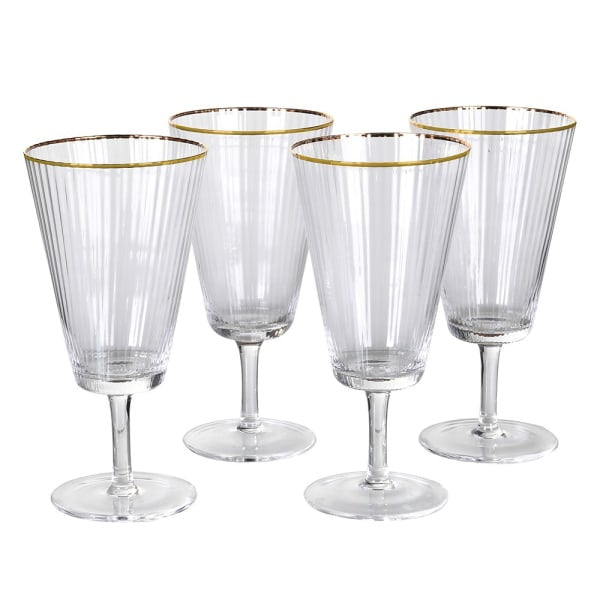 livs Set Of 4 Gold Rim Red Wine Glasses