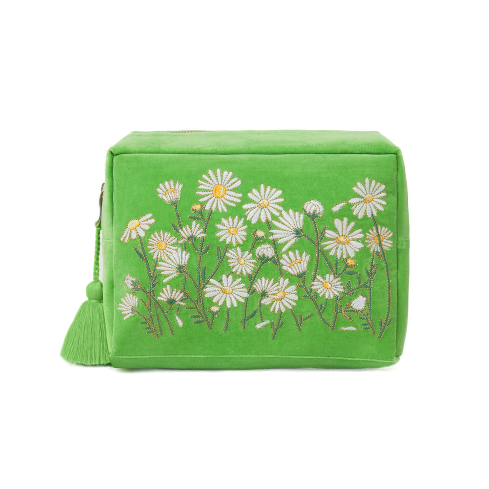Elizabeth Scarlett Daisy Velvet Wash Bag | Green