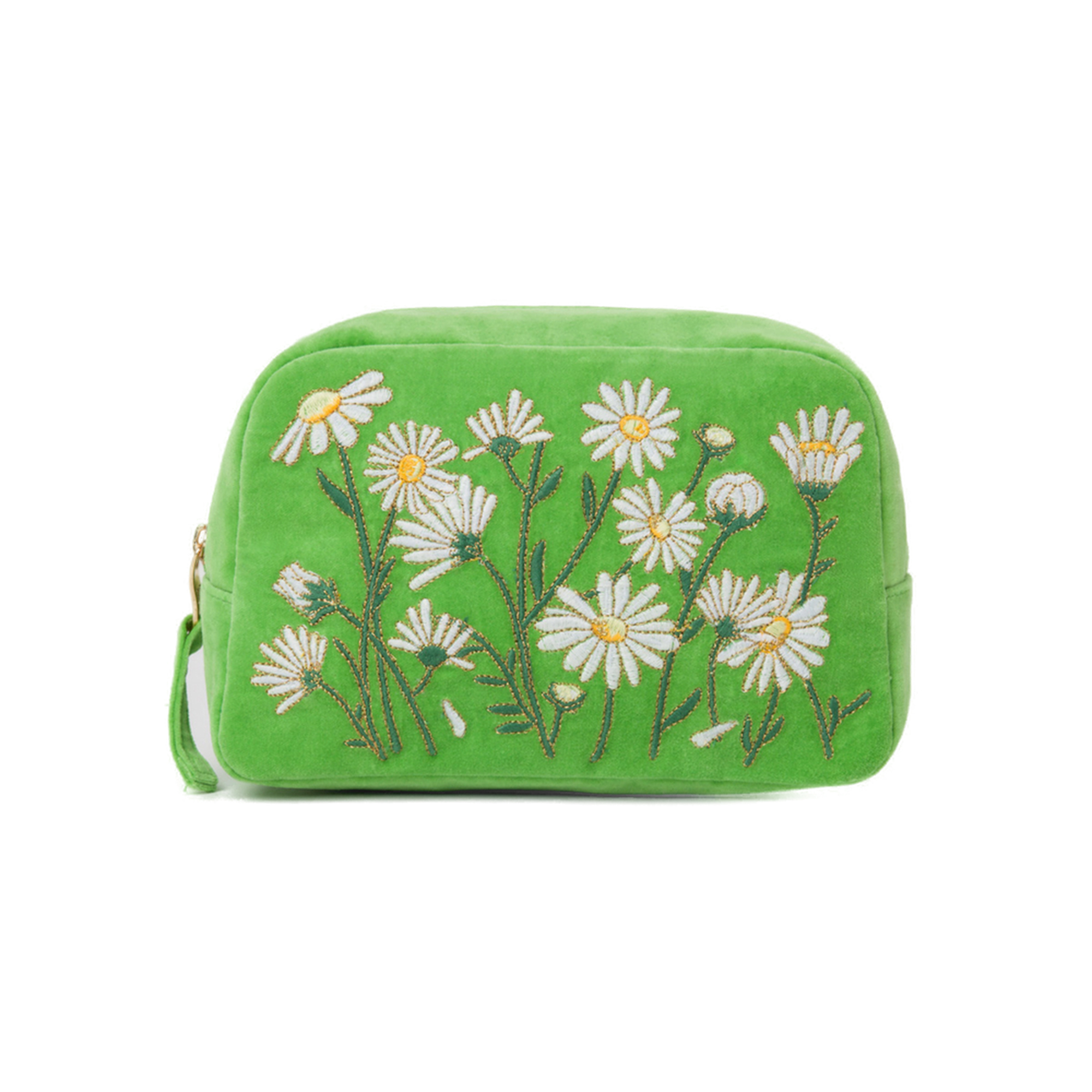 Elizabeth Scarlett Daisy Velvet Cosmetics Bag | Green