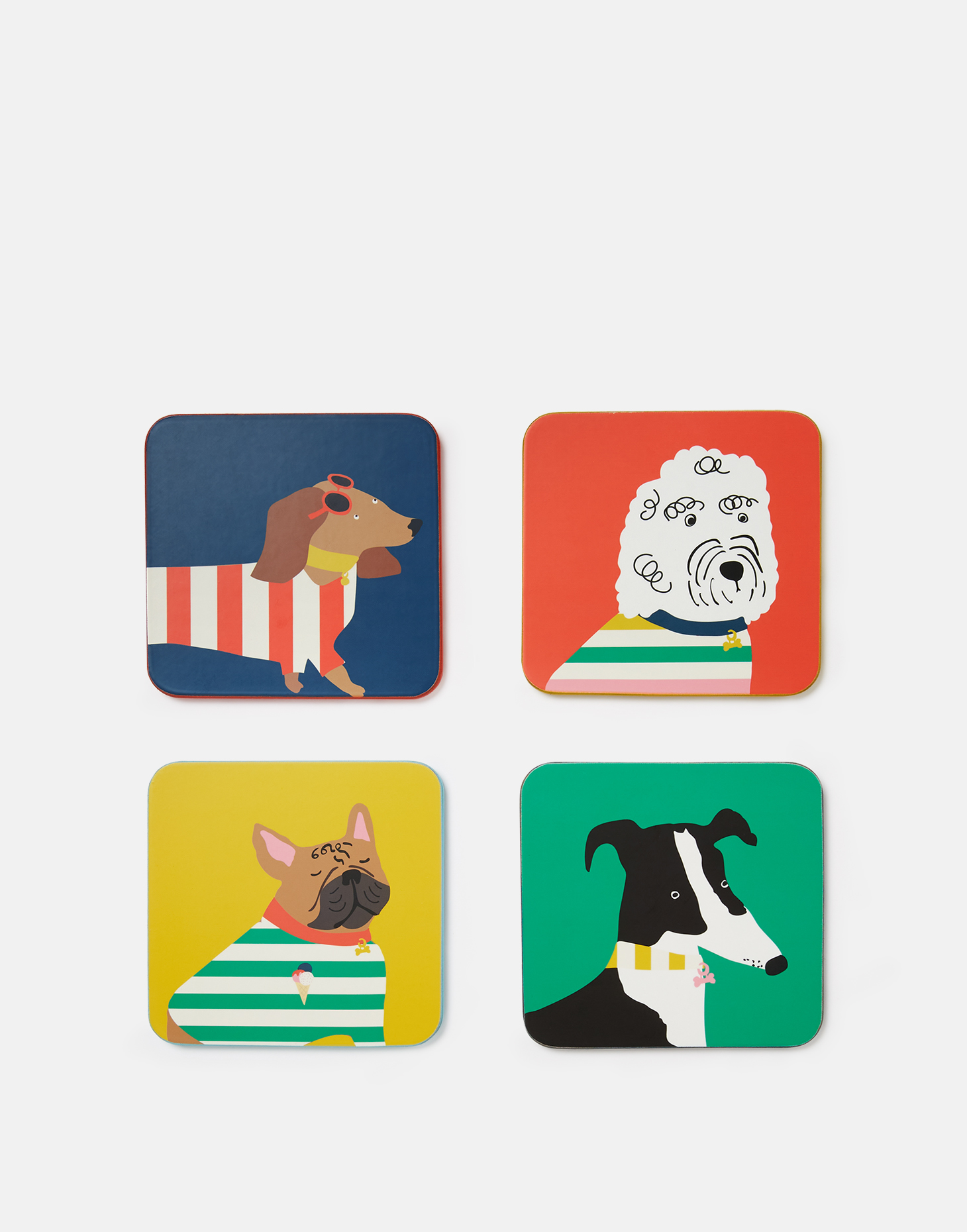 Brightside Dog Print Cork-Backed Coasters Set of 4