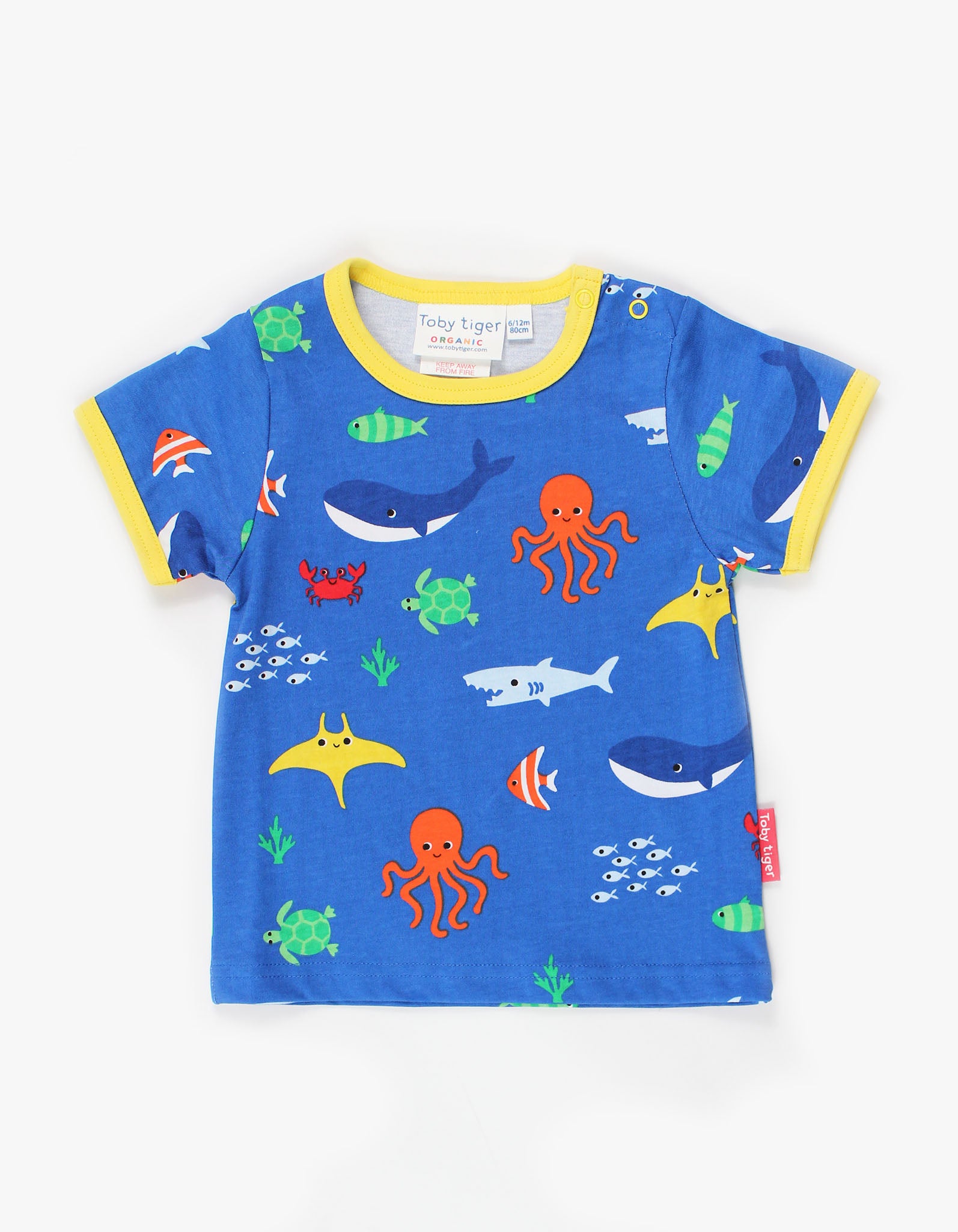 Organic Blue Sealife Printed T-Shirt