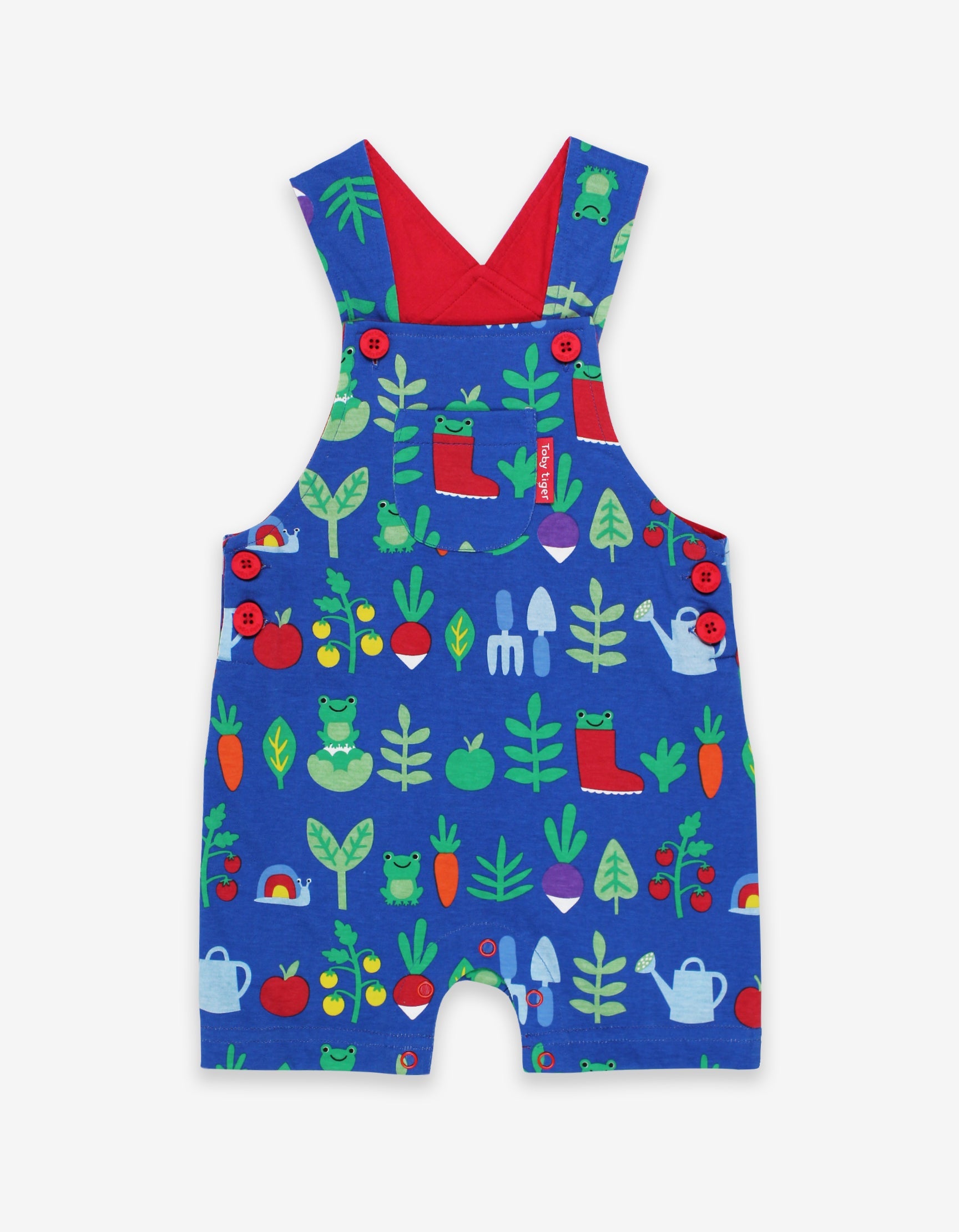 Organic Vegetable Garden Print Dungaree Shorts