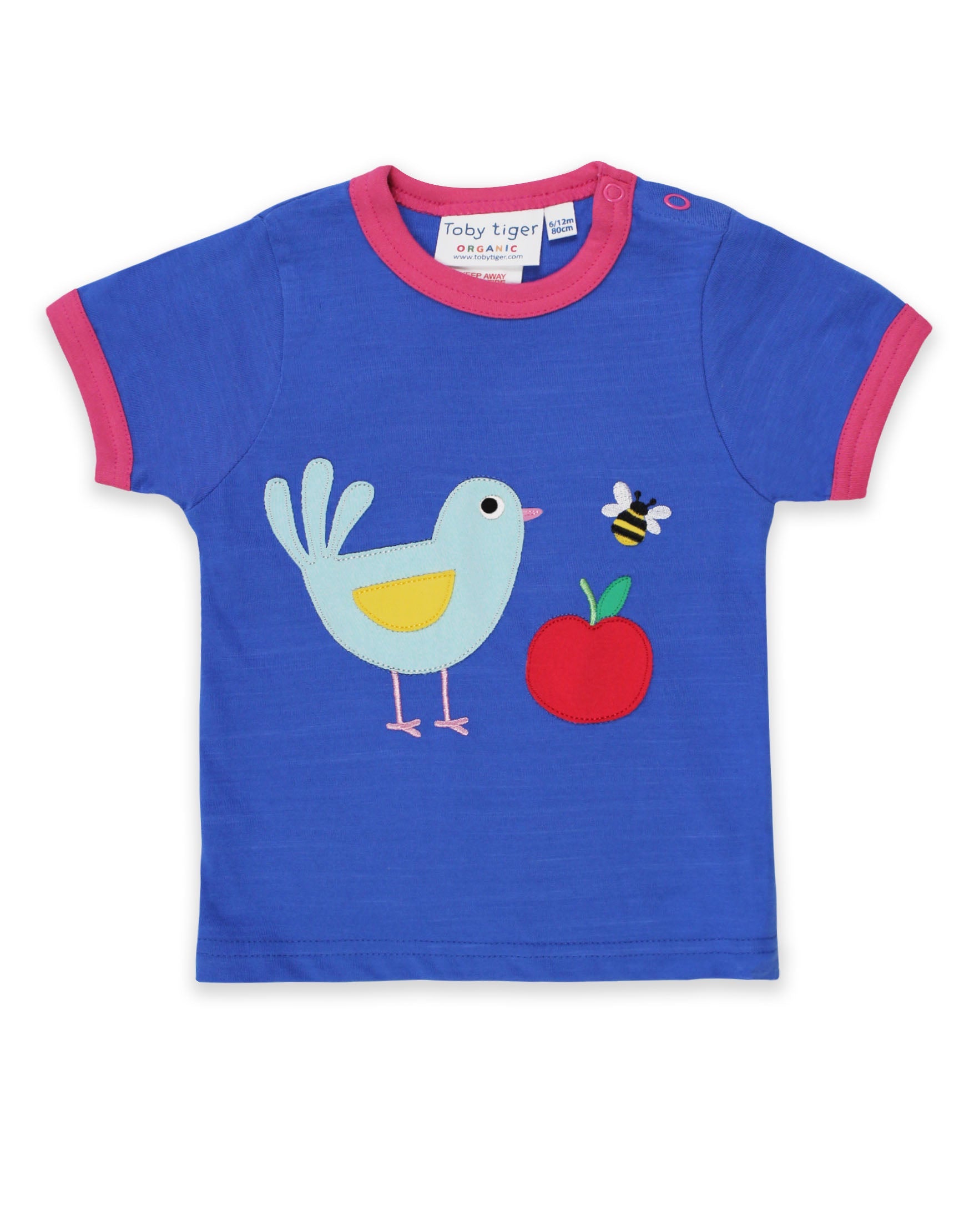 Blue Organic Bird Applique T Shirt