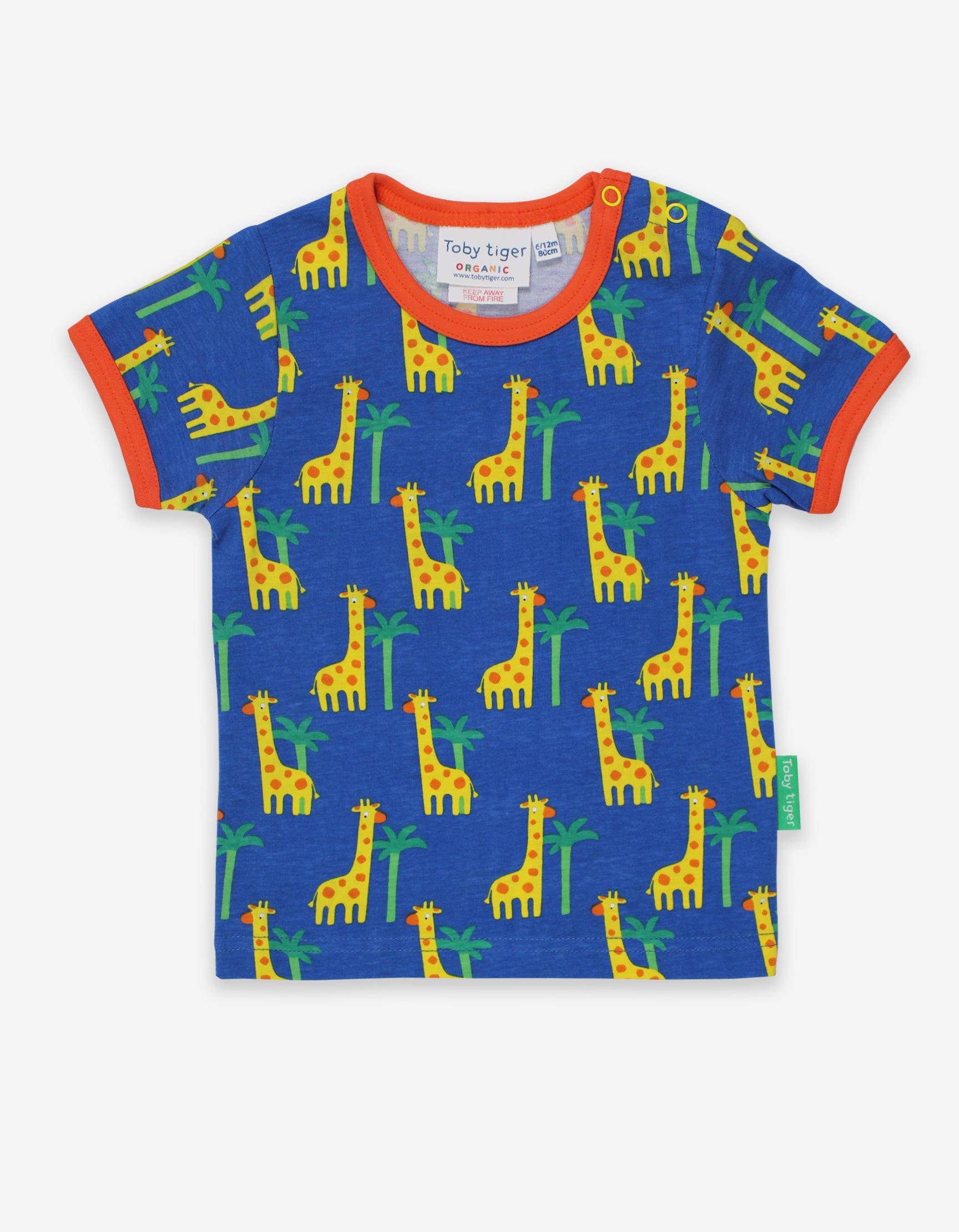 Blue Organic Giraffe Printed T Shirt