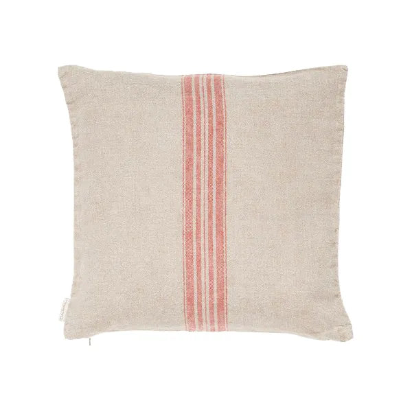 100% Linen Cushion 40x40cm With Inner Red Stripe