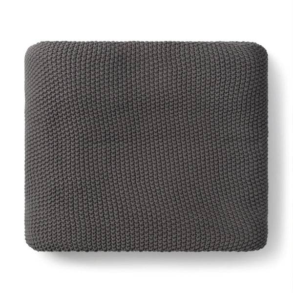 Cotton Moss Stitch Throw Blanket Charcoal