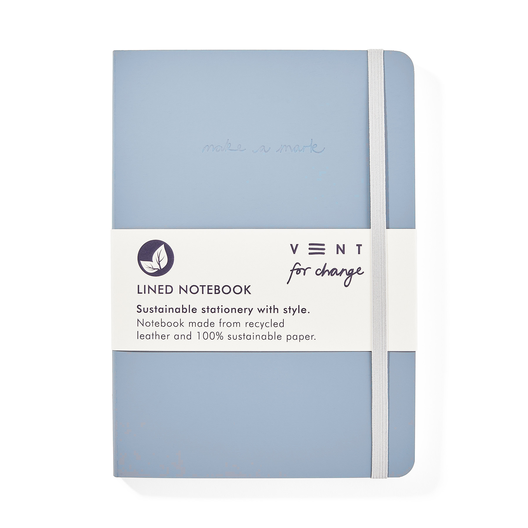 VENT for change Recycled Leather A5 Lined Notebook – Dusty Blue