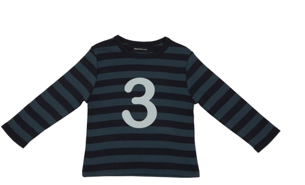 Vintage Blue And Navy Stripe Number Long Sleeved T-shirt