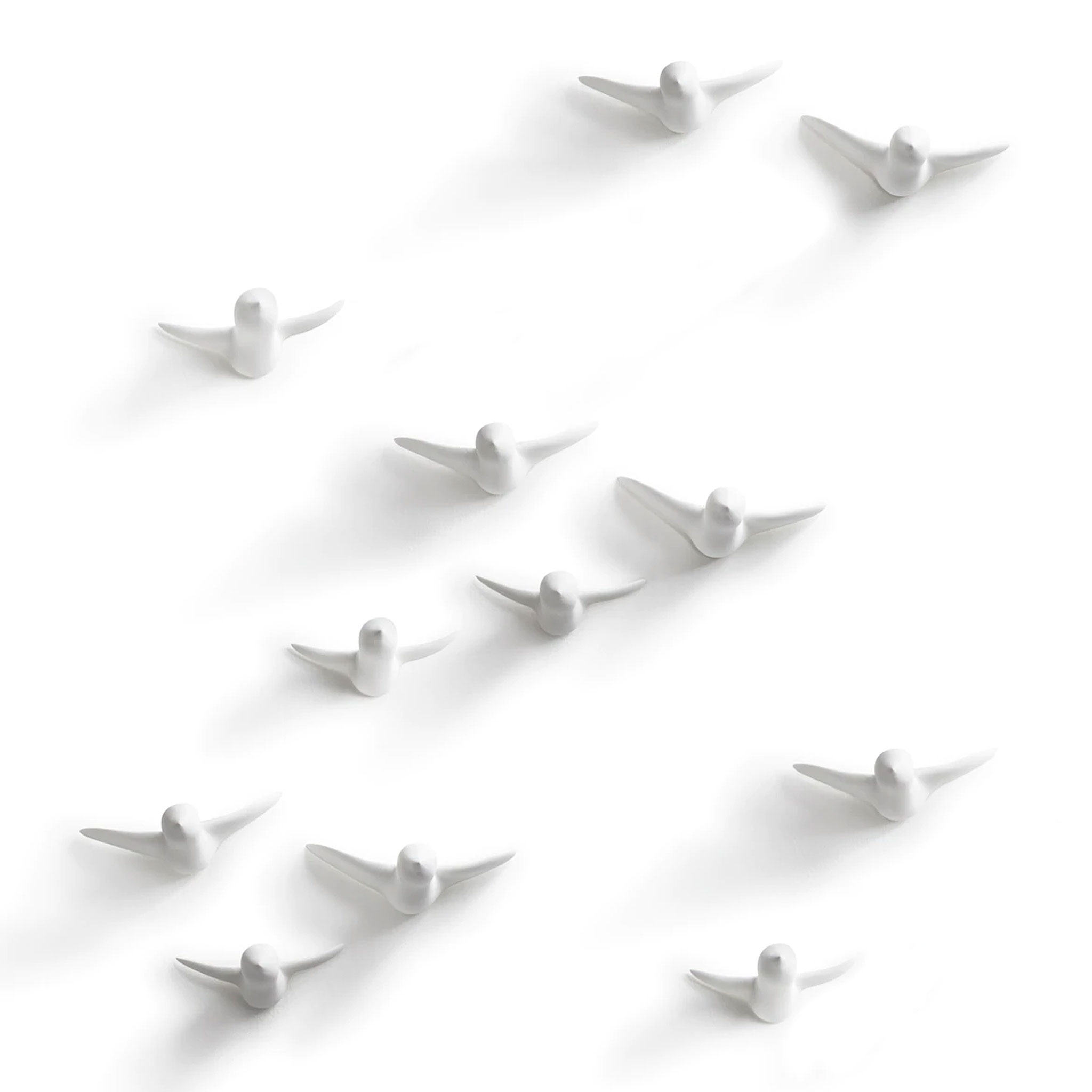 Thomas Poganitsch Design Flock of 12 White Birds Ceramic Wall Decoration