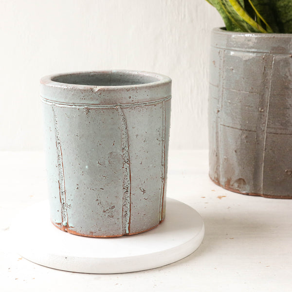 Julian Glazed Planter - Small Grey/green