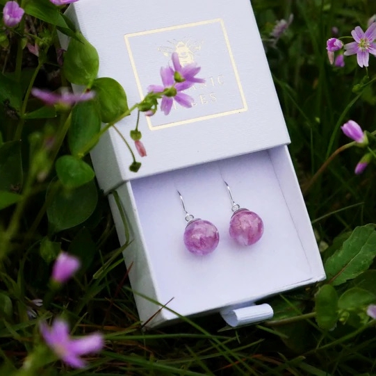 Botanic Isles Cherry Blossom Resin Sphere Earrings