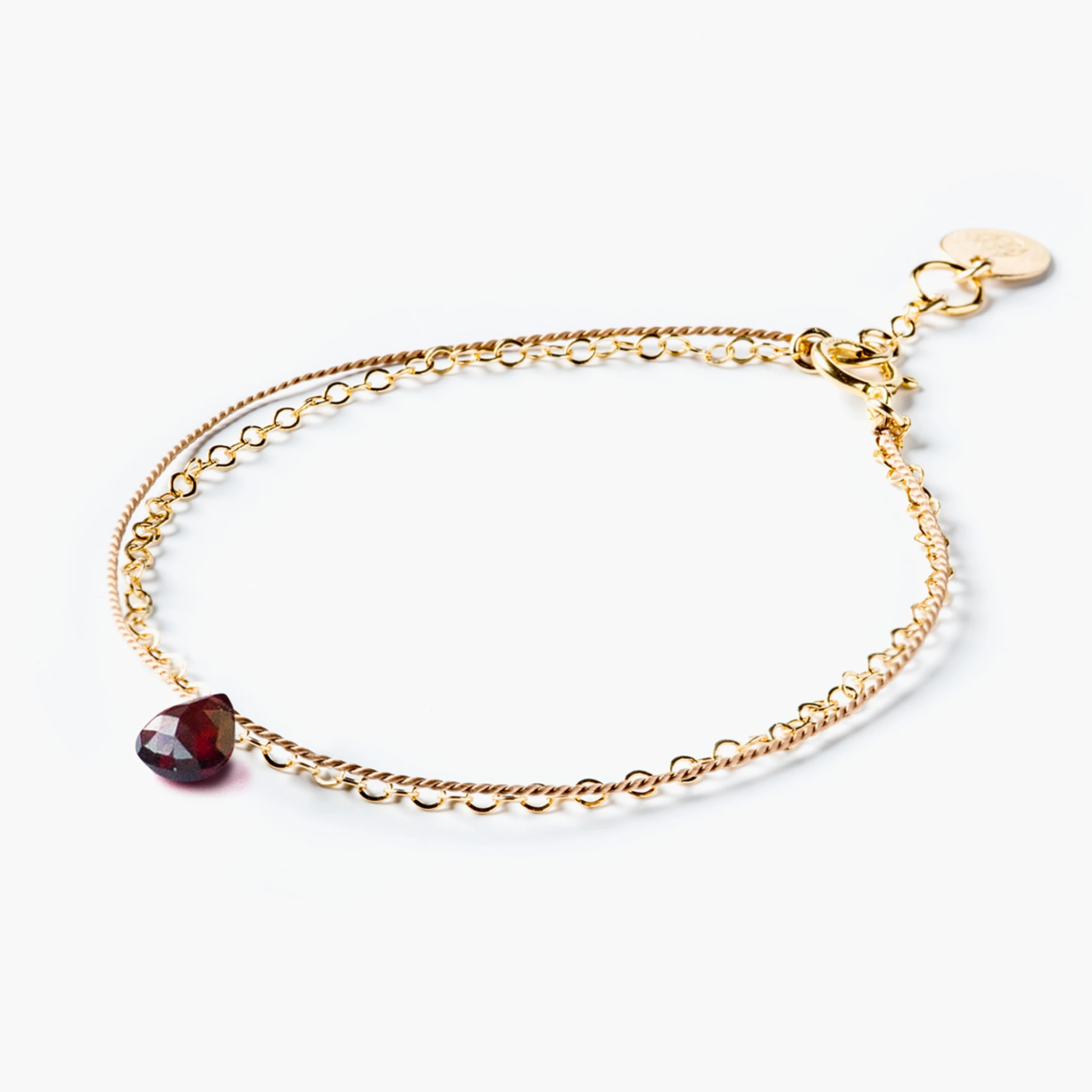 January Gold & Silk Birthstone Bracelet