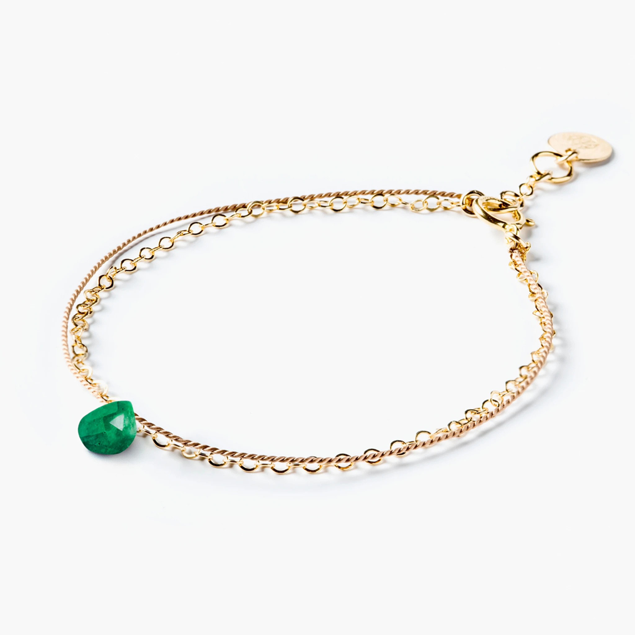 May Gold & Silk Birthstone Bracelet